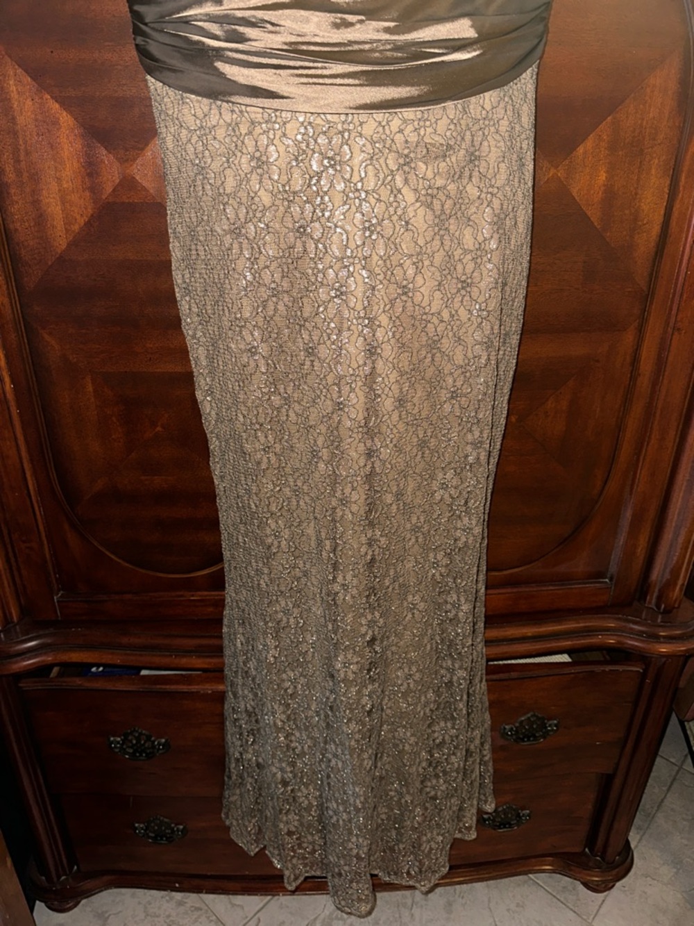 Ever Pretty Bronze Lace Maxi Dress with Satin Waist - Picture 5 of 9